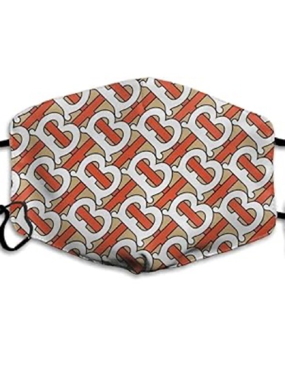 NEW BURBERRY TB Monogram Civilian Mask M/L Orange, White, Brown Sz Med / Large